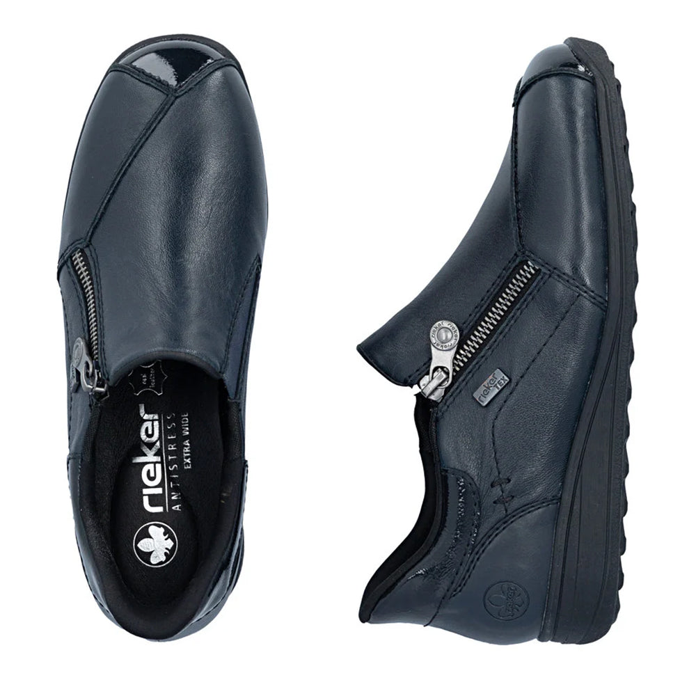 Rieker 47267 Mare Pazifik Ocean Genuine Leather Side Zip Comfort Shoe 
