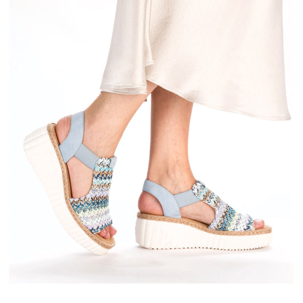 Rieker 69172 Womens Shoes Blau-Multi/Aqua