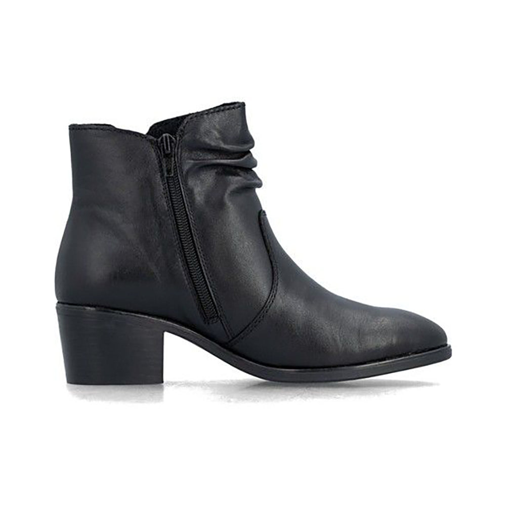 Rieker 73953 Black Leather Women's Ankle Boot Heel