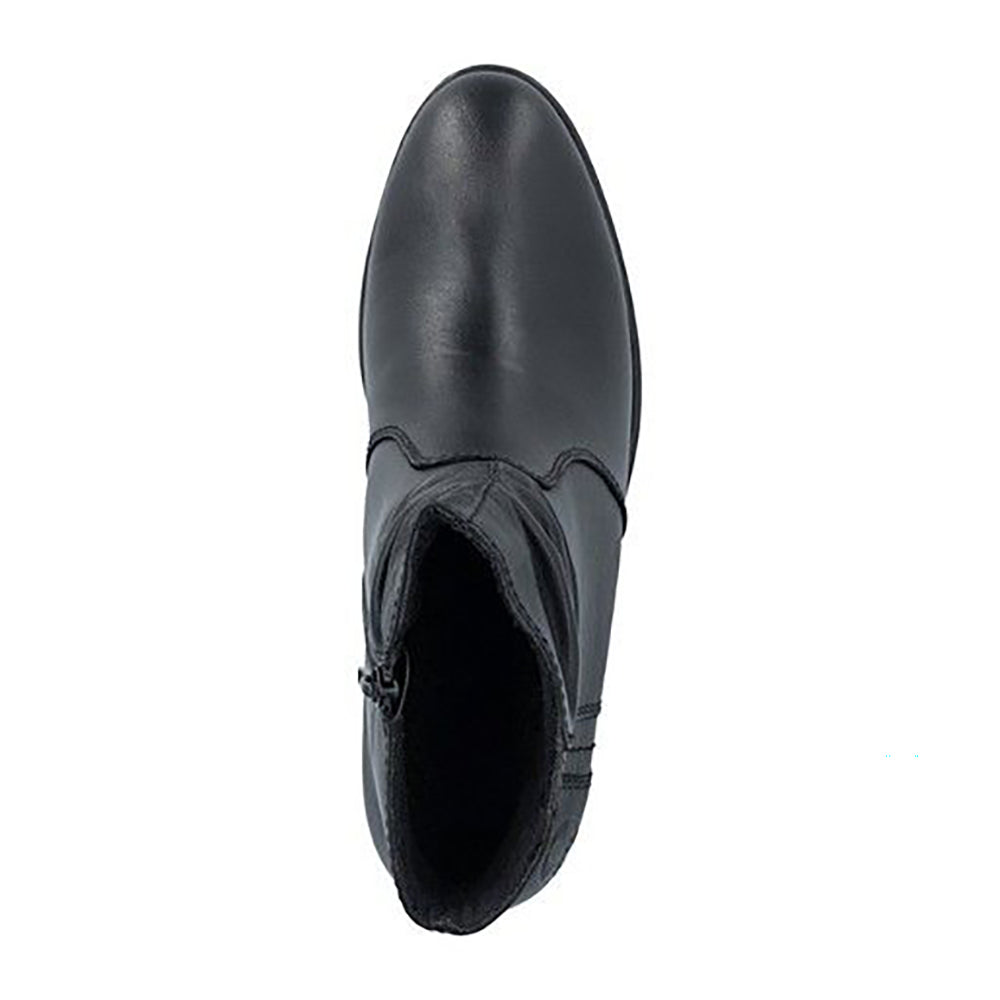Rieker 73953 Black Leather Women's Ankle Boot Heel