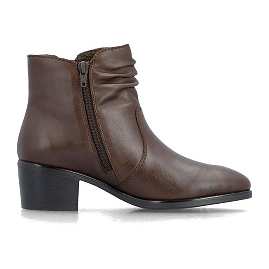 Rieker 73953 Brown Leather Women's Ankle Boot Heel