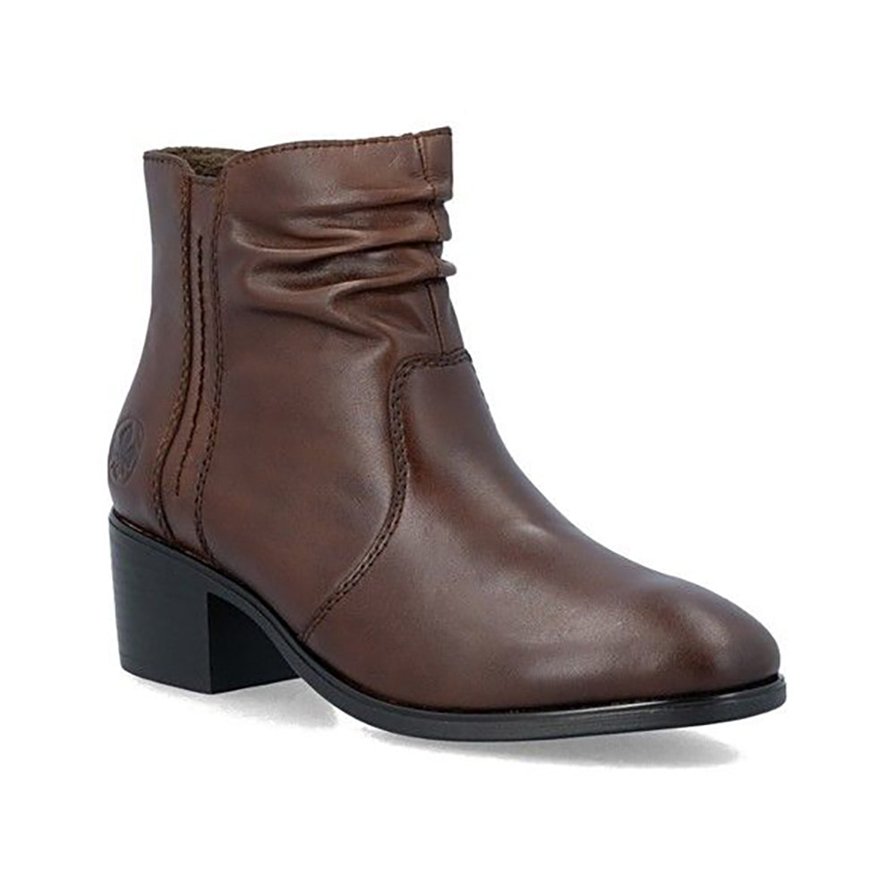 Rieker 73953 Black Leather Women's Ankle Boot Heel