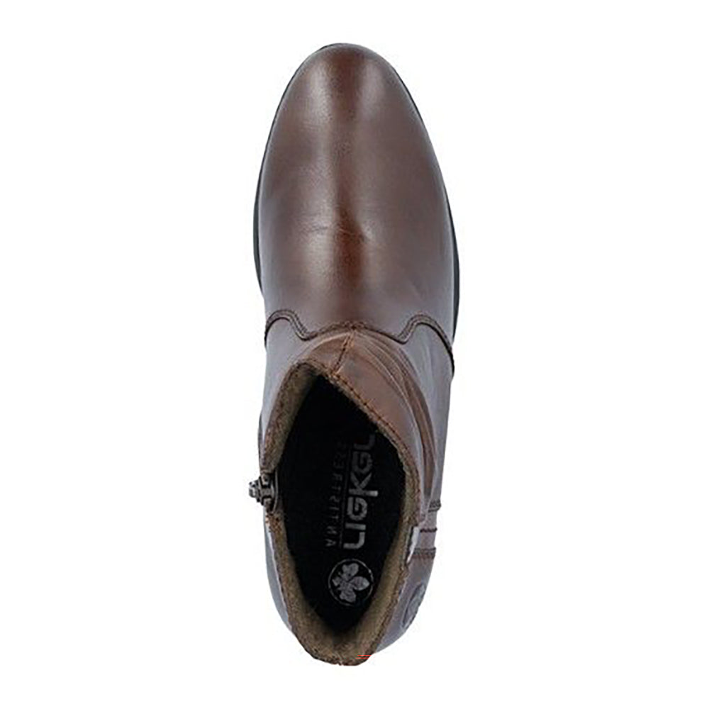 Rieker 73953 Brown Leather Women's Ankle Boot Heel