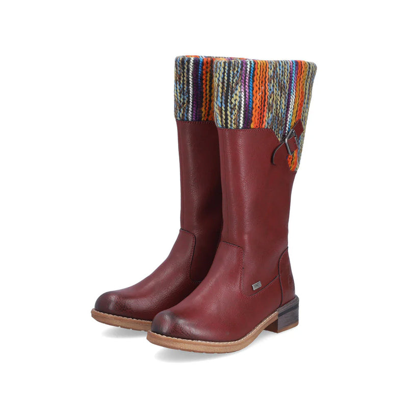 Rieker 94692 Tall Leather Fall Winter Boot Knit Cuff | Simons Shoes