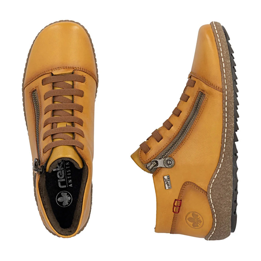 Rieker L7563 Yellow Leather Ankle Sneaker Boot 