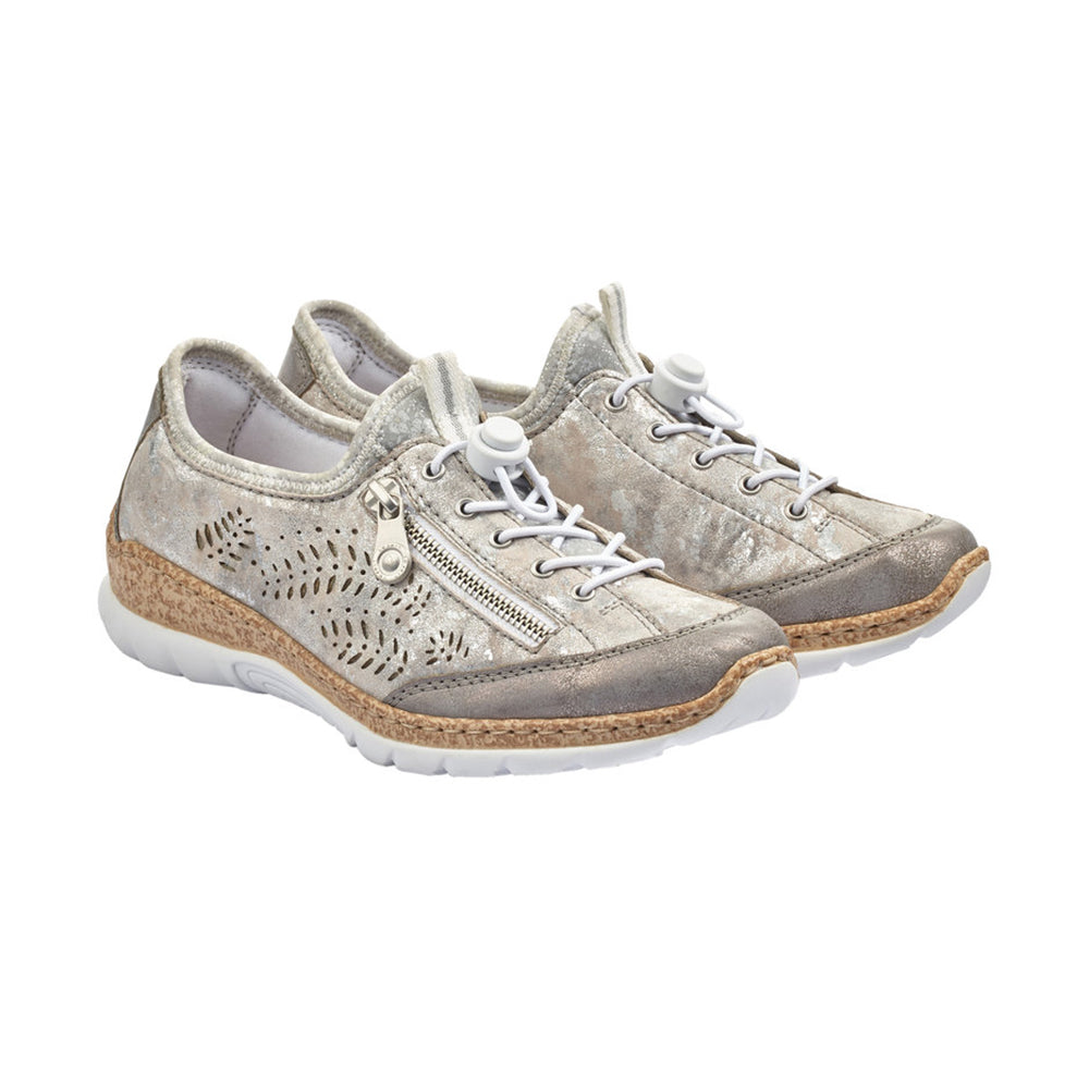 Rieker N42K6 Womens Shoes Grey/Rose-Metallic/Silverflowe