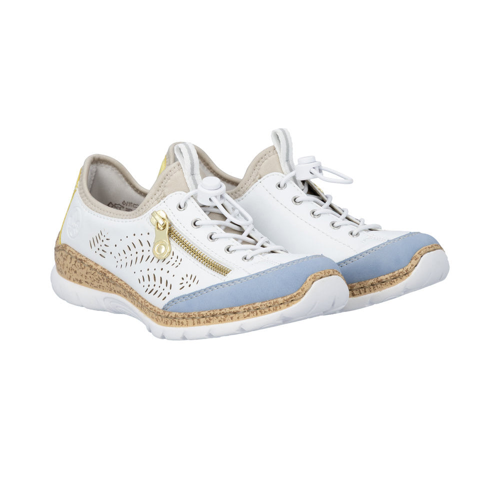 Rieker N42K6 Womens Shoes Aqua/Weiss/Weizen/Perlcreme