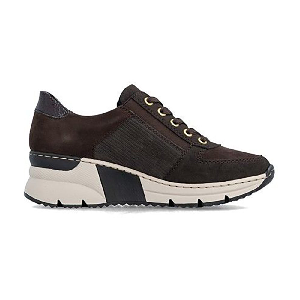Rieker N6314 Brown Leather Suede Sneaker 