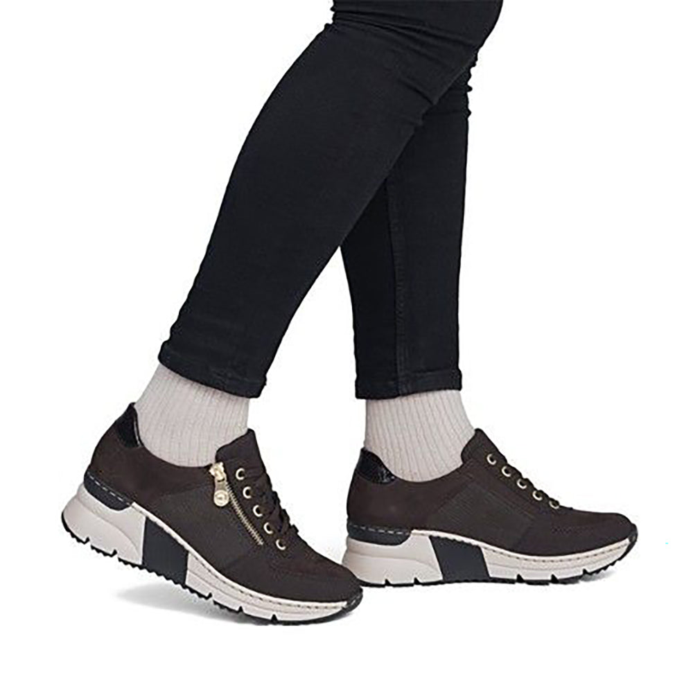 Rieker N6314 Brown Leather Suede Sneaker 