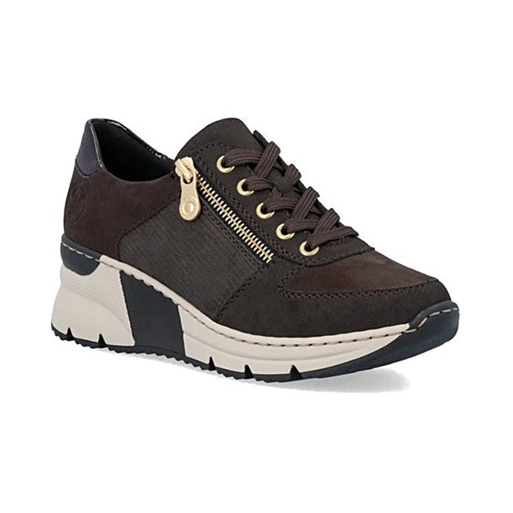 Rieker N6314 Brown Leather Suede Sneaker 