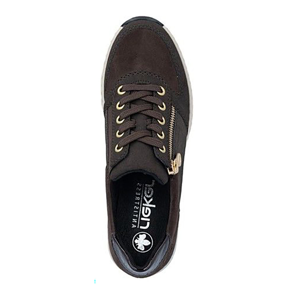 Rieker N6314 Brown Leather Suede Sneaker 