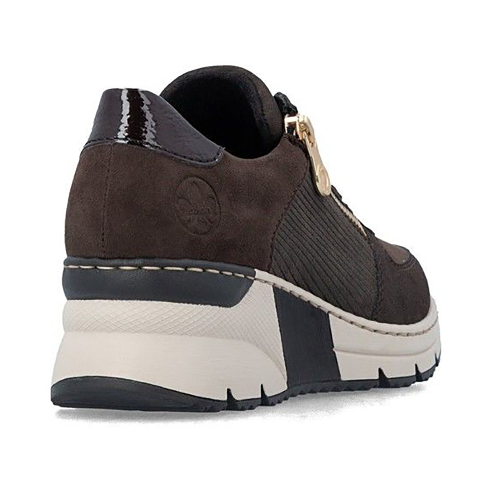 Rieker N6314 Brown Leather Suede Sneaker 