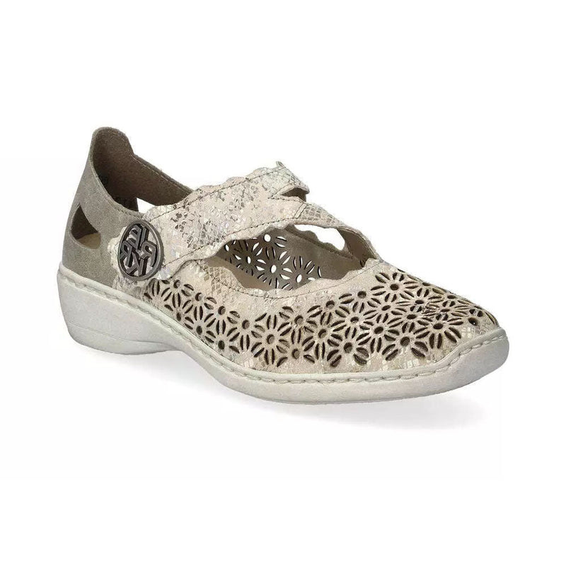 Rieker 413G4 Womens Shoes Beige-Metallic/Perle