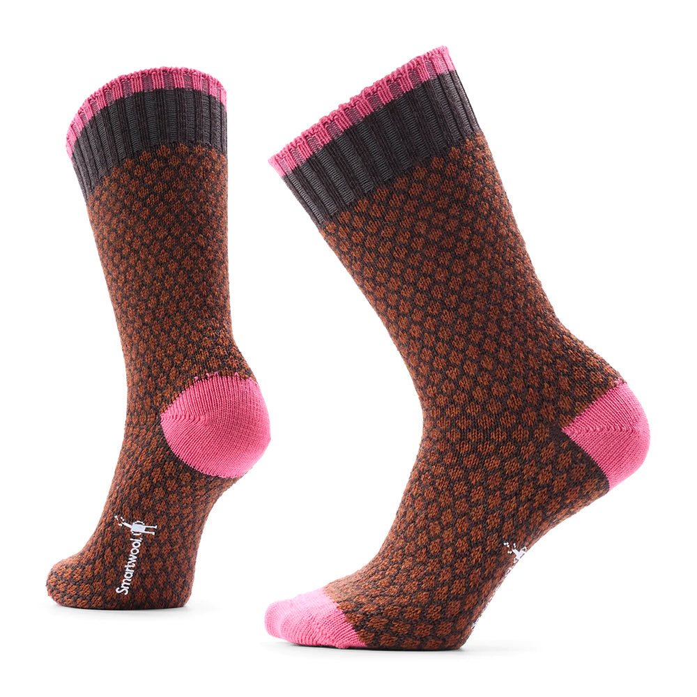 Smartwool Women's Everyday Cozy Popcorn Polka Dot Crew Socks Womens Hosiery 207 Chestnut
