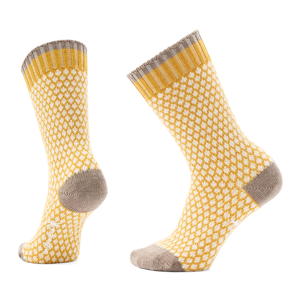 Smartwool Everyday Cozy Popcorn Polka Dot Crew Socks - SW001845 Womens Hosiery K11 Honey Gold