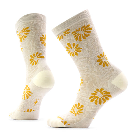 Smartwool Women's Everyday Floral Crew Socks Womens Hosiery 100 Natural Heather