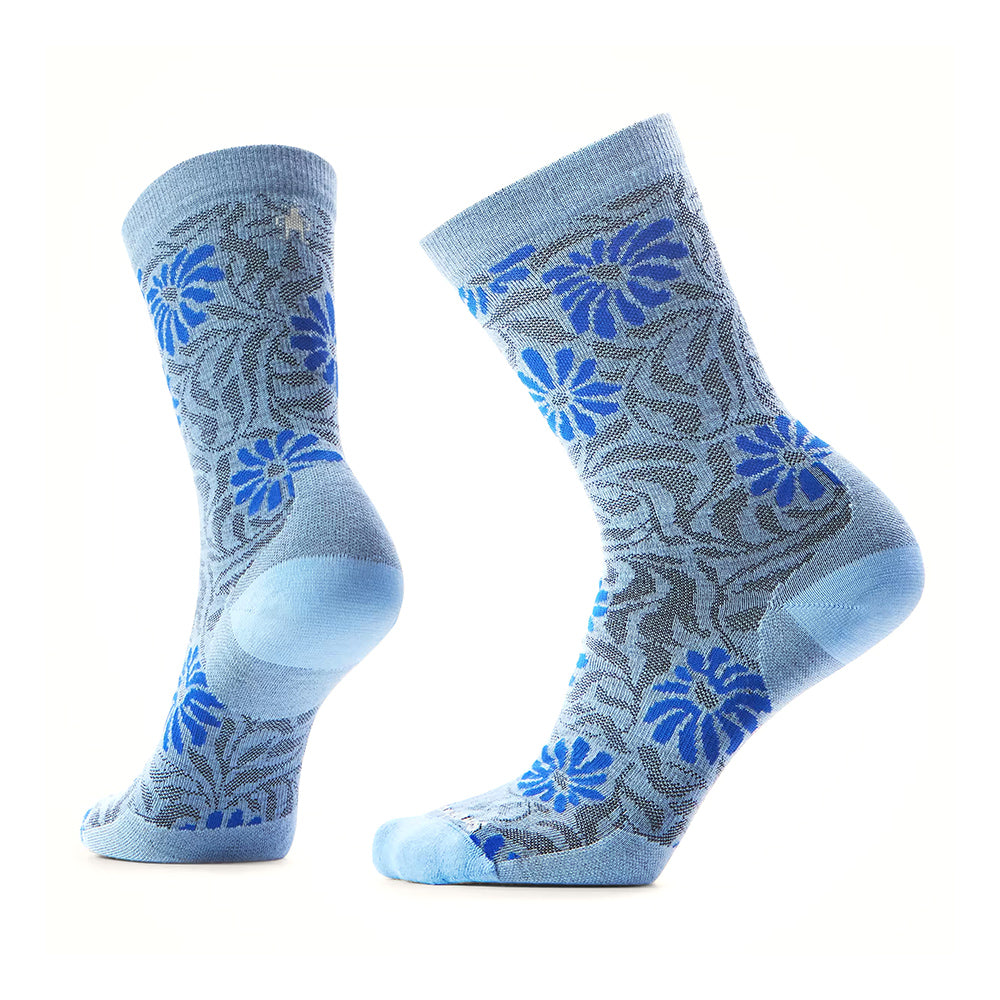 Smartwool Everyday Floral Crew Socks - SW002678 Womens Hosiery N75 Serene Blue