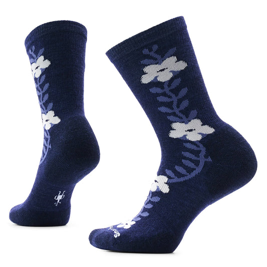 Smartwool Women's Everyday Garden Vine Crew Socks Womens Hosiery 092 Deep Navy