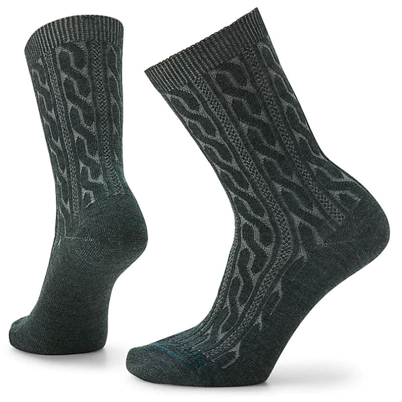 Smartwool Everyday Cable Zero Cushion Crew Socks (SW001830) Womens Hosiery G51 Dark Sage
