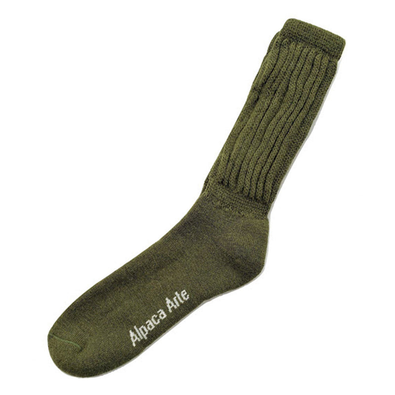 Tey Art Olive Solid Alpaca Socks Womens Hosiery Olive