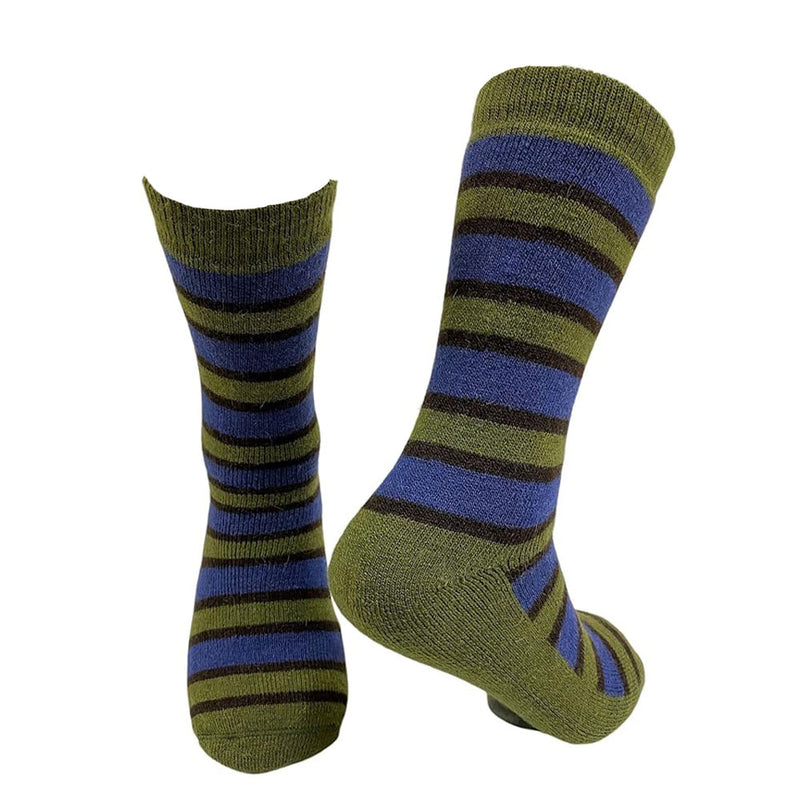Tey Art Olive Stripe Unisex Alpaca Socks Mens Hosiery Olive