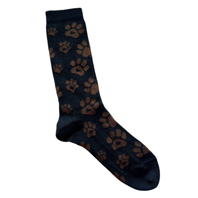 Tey Art Dog Paws Alpaca Socks Womens Hosiery Black