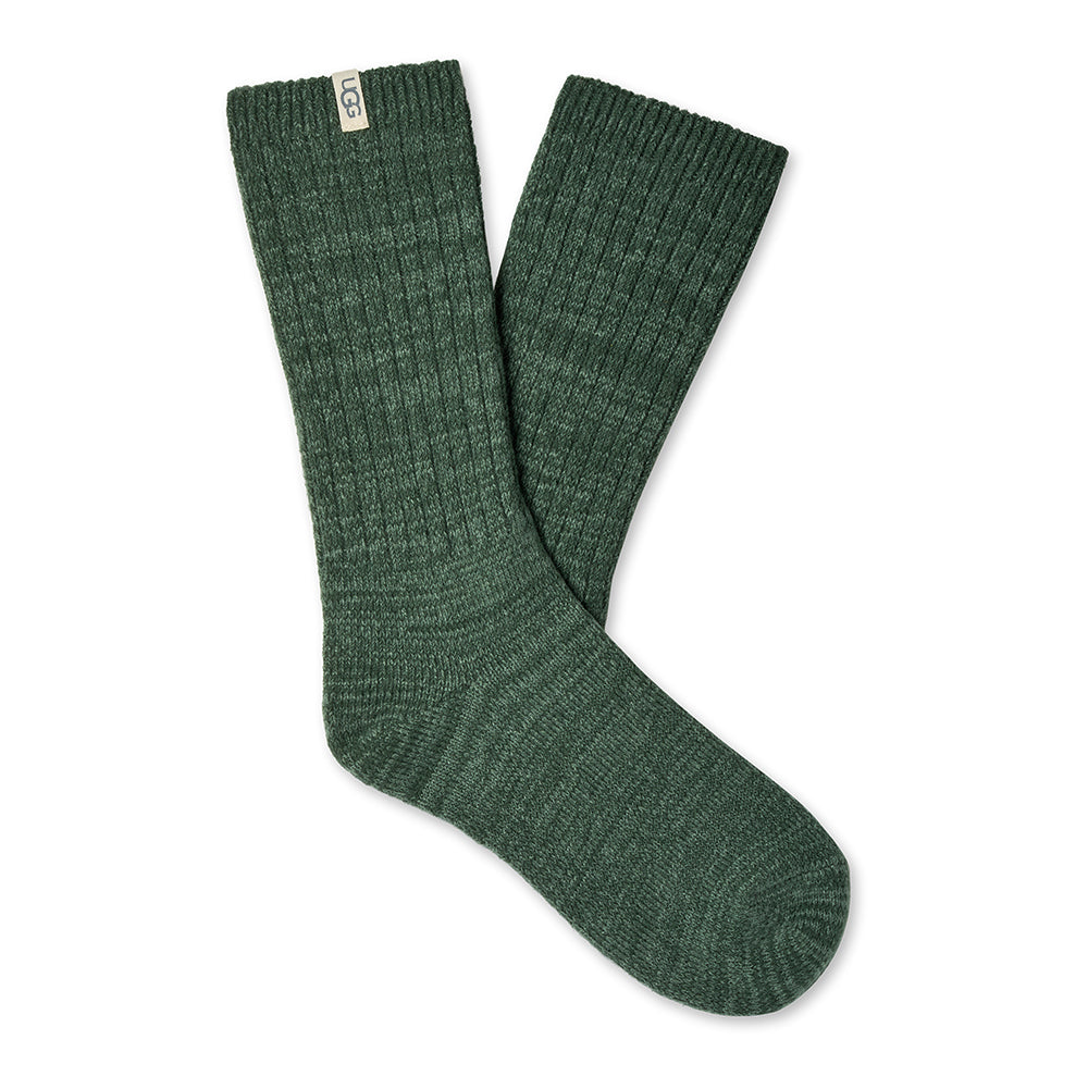 UGG W Rib Knit Slouchy Crew Sock Womens Hosiery Green Stone