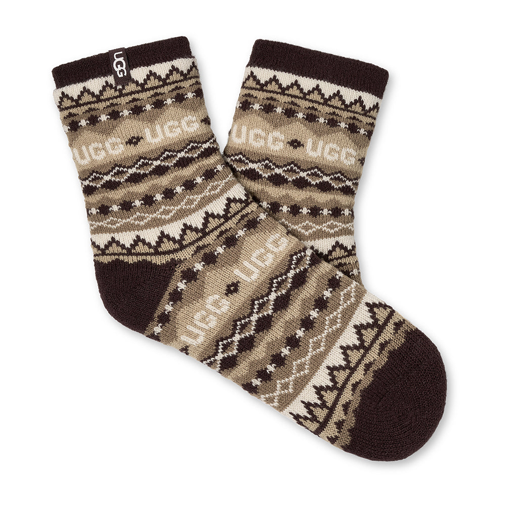 UGG W Cressida Cozy Quarter Sock Womens Hosiery Uggisle Coffee Grounds Multi