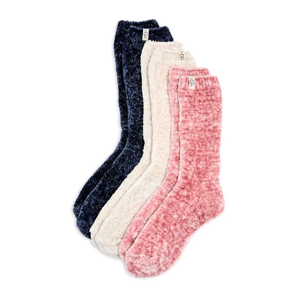 UGG Leda Sparkle Cozy Crew Socks - 3 Pack Womens Hosiery 