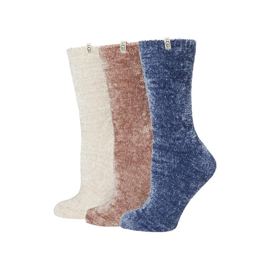 UGG Leda Sparkle Cozy Crew Socks - 3 Pack Womens Hosiery Cream / Dawn Patrol / Dart