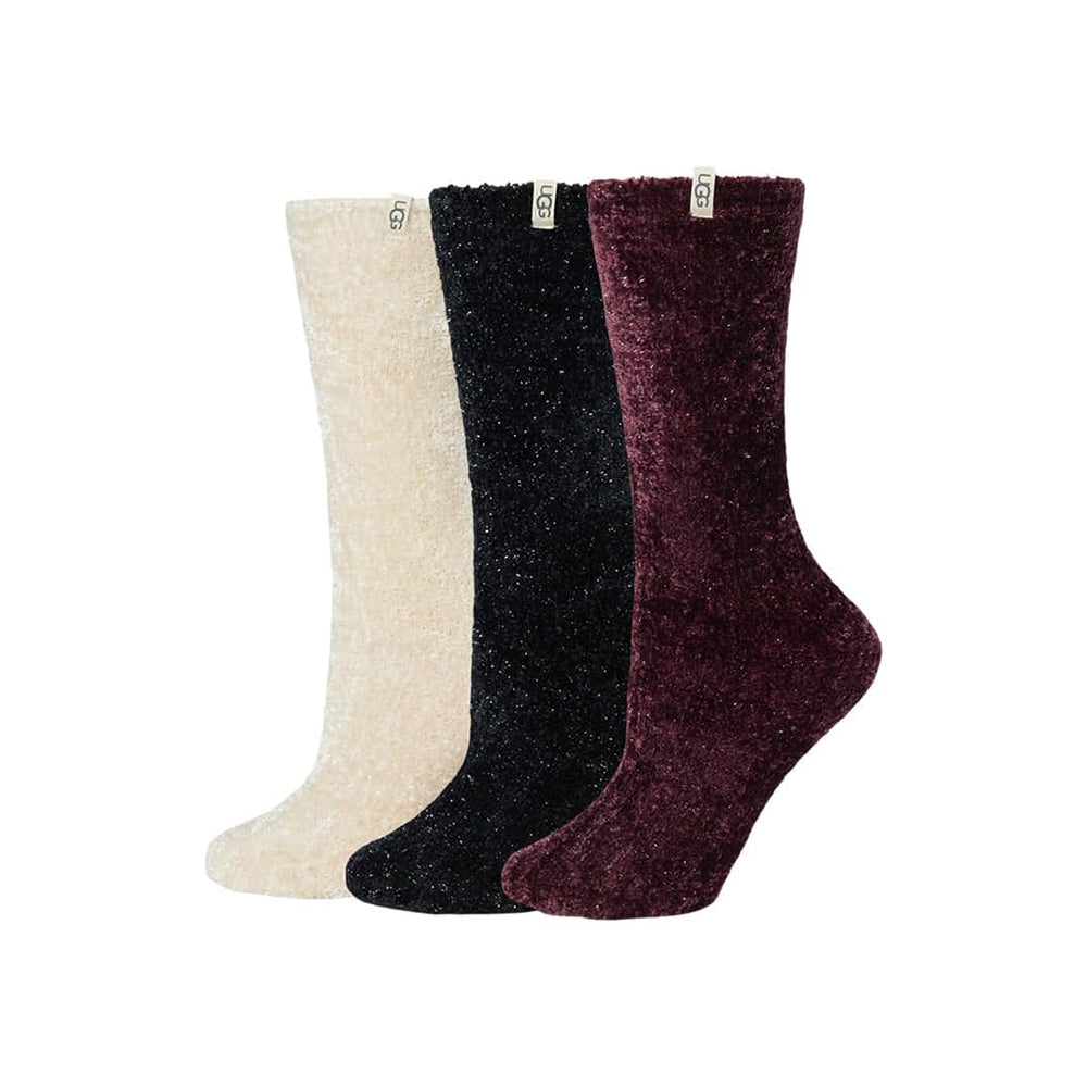 UGG Leda Sparkle Cozy Crew Socks - 3 Pack Womens Hosiery Multi