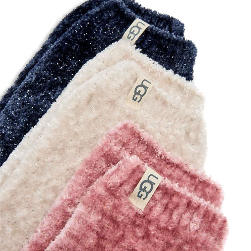 UGG Leda Sparkle Cozy Crew Socks - 3 Pack Womens Hosiery 