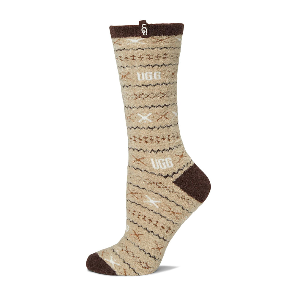 UGG Leslie Graphic Crew Sock Womens Womens Hosiery Cola Multi Uggisle
