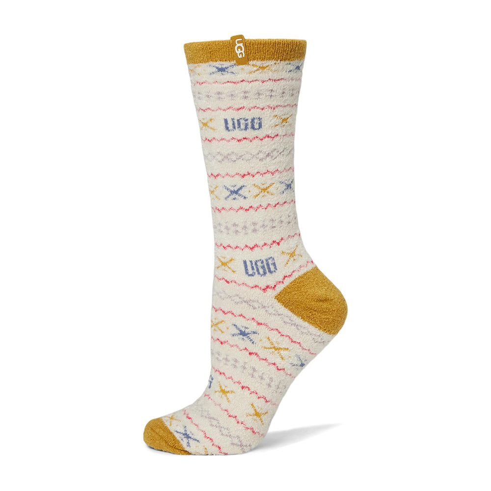 UGG Leslie Graphic Crew Sock Womens Womens Hosiery Ochre Green Multi Uggisle