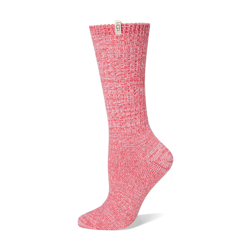 UGG Rib Knit Slouchy Crew Sock Womens Womens Hosiery Hibiscus Pink