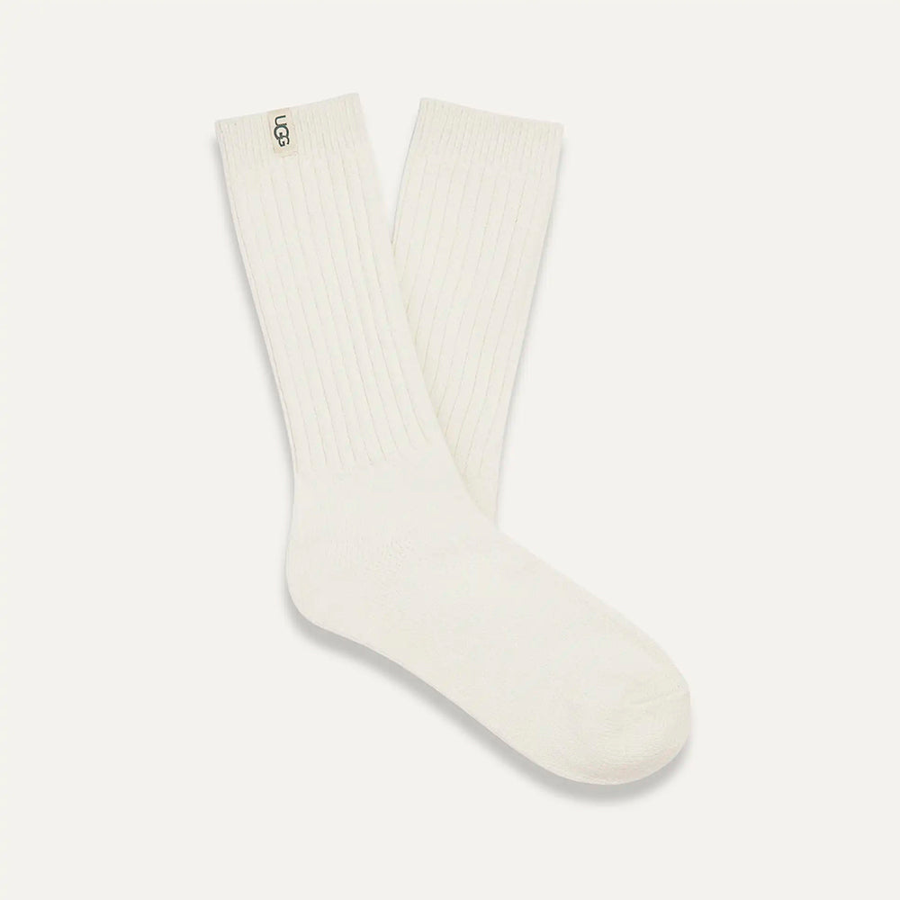 UGG Rib Knit Slouchy Crew Sock Womens Womens Hosiery White