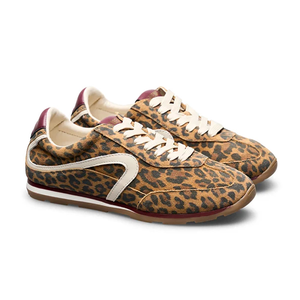 Verbenas Jamaica Leo Bronzo Bordo Cheetah Print Sporty Womens Sneaker 