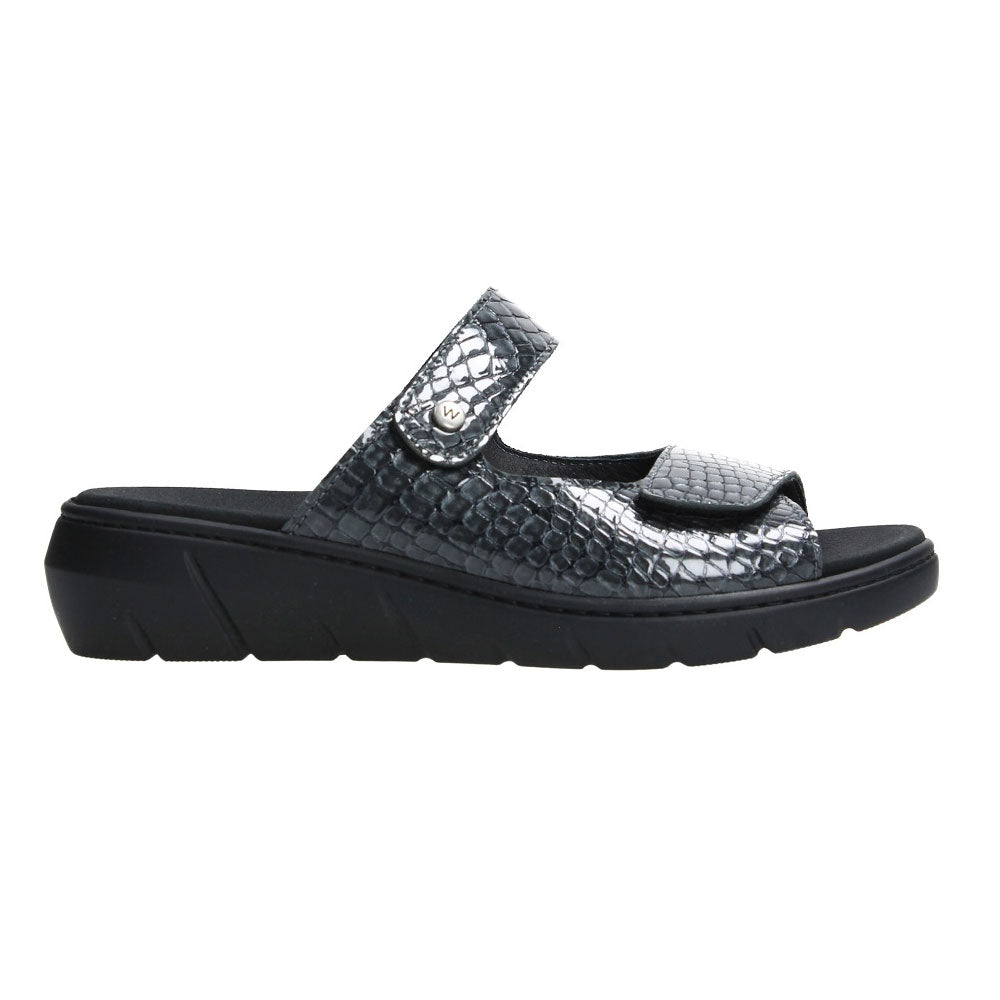 Wolky Cyprus Slide Sandal Womens Shoes 67-210 Anthracite Croco