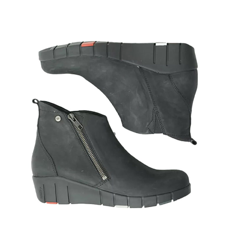 Wolky Phoenix Womens Zippered Suede Wedge Ankle Boot | Simons Shoes