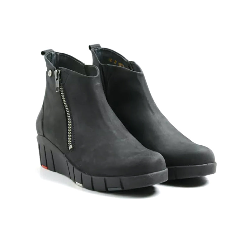 Wolky Phoenix Womens Zippered Suede Wedge Ankle Boot | Simons Shoes
