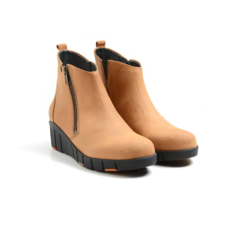 Wolky Phoenix Womens Zippered Suede Wedge Ankle Boot | Simons Shoes