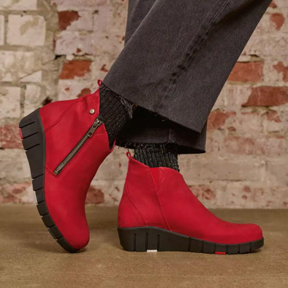Wolky Phoenix Womens Zippered Suede Wedge Ankle Boot | Simons Shoes