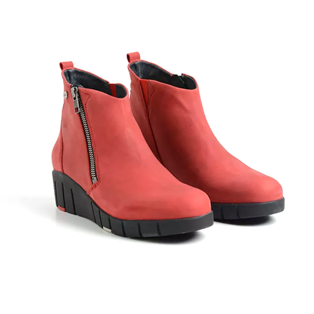 Wolky Phoenix Womens Zippered Suede Wedge Ankle Boot | Simons Shoes