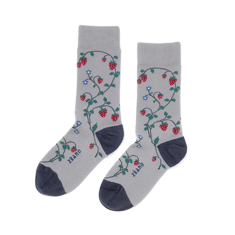Zkano Wild Strawberries - Organic Cotton Crew Socks Womens Hosiery Heather