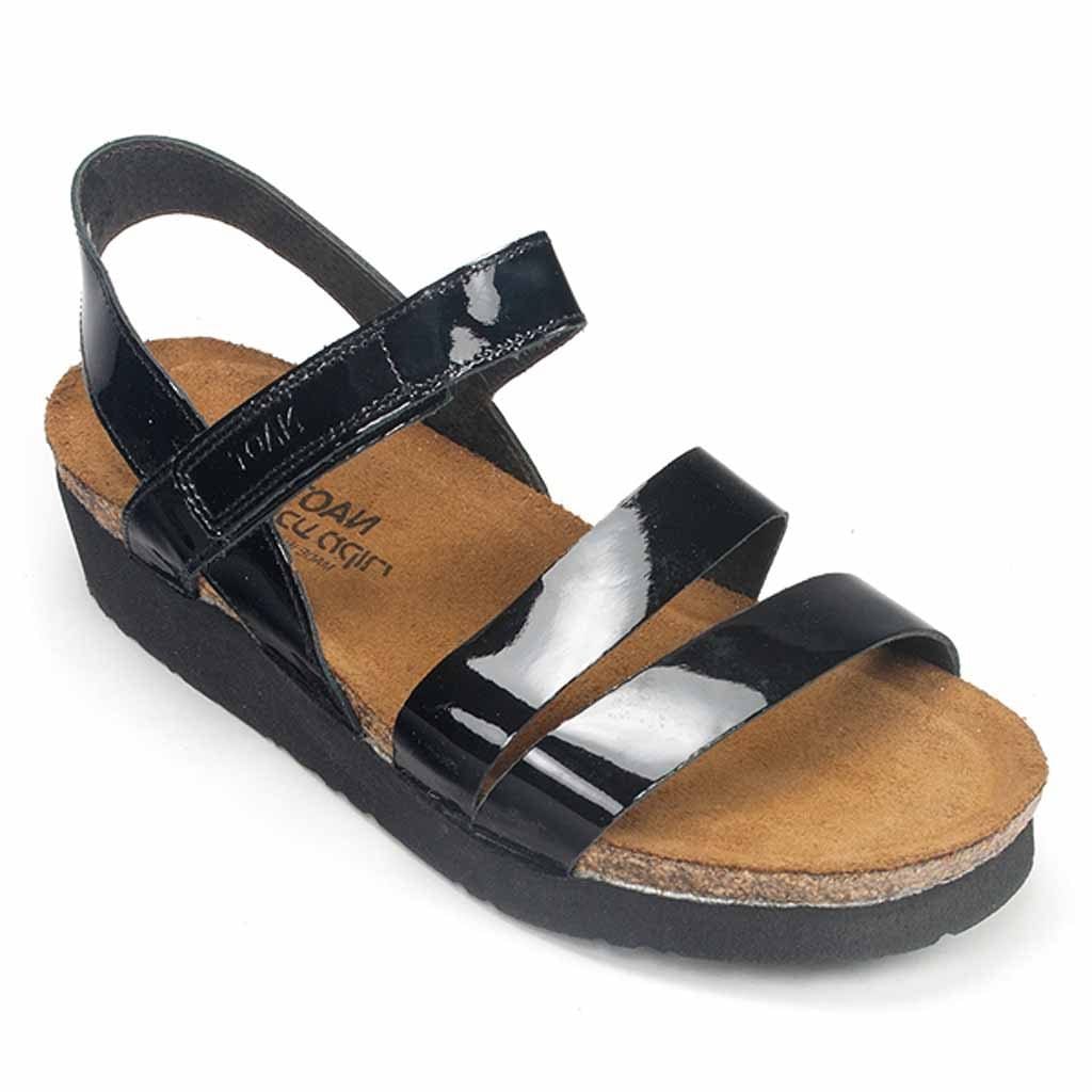 Naot Kayla Black Patent Adjustable Leather Sandal Simons Shoes