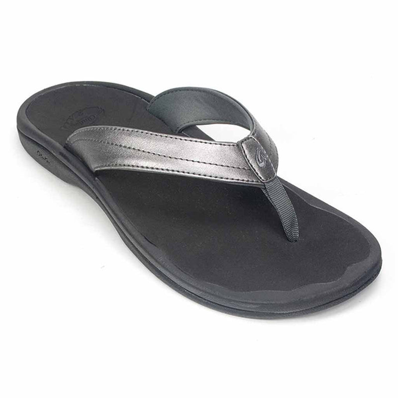 OluKai Ohana Flip Flop Womens Shoes Pewter/Black