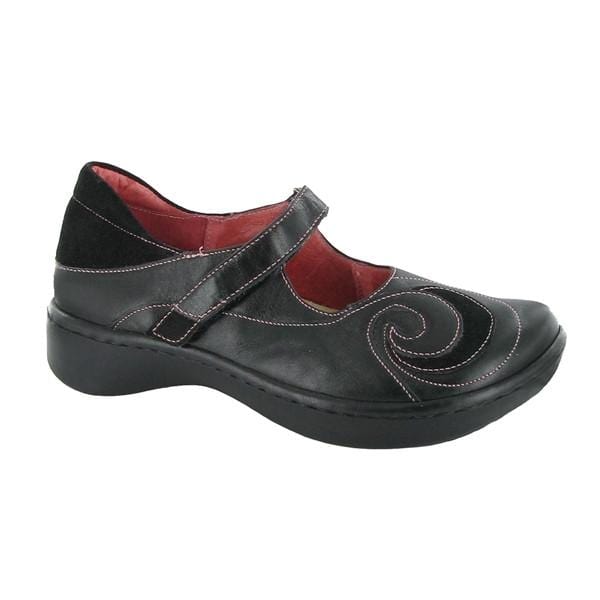 Naot Sea Mary Jane (25505) Womens Shoes Black Madras/Black Suede