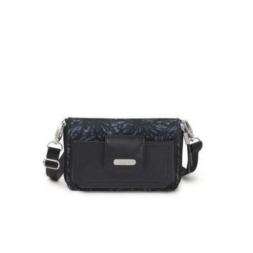 Baggallini RFID Phone Wallet Crossbody Bag (PWC338) Handbags Onyx Floral