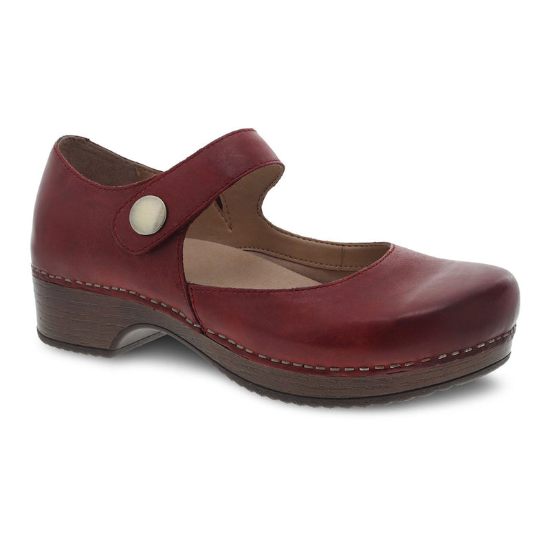 Dansko Beatrice Mary Jane Clog Womens Shoes Red Waxy Burnished