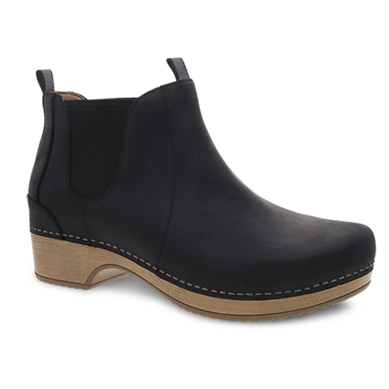 Dansko Becka Leather Bootie Womens Shoes Black Oiled